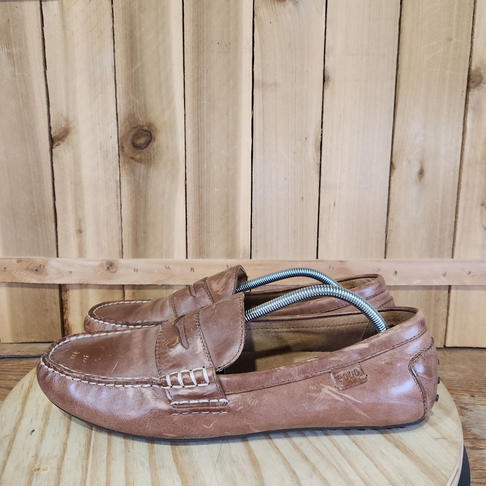 Polo Ralph Lauren WES Shoes Mens 11.5D Brown Leather Driving Loafers Casual